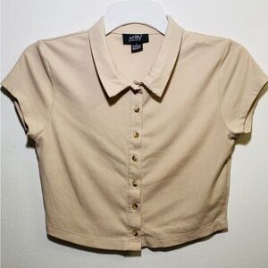 Just Polly Cream Ribbed Crop Top